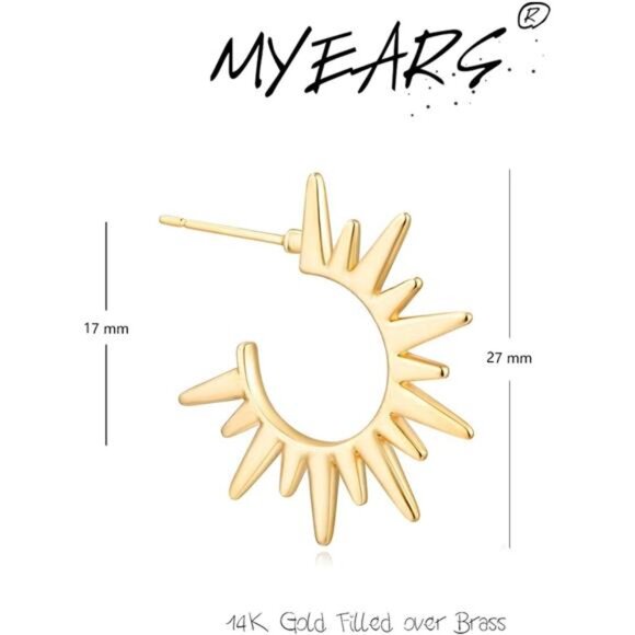 Gold Hoop Earrings - 14K Gold Filled, Tiny Boho, Delicate, Handmade, Hypoallerge - Picture 4 of 7